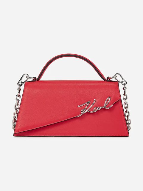 Karl Lagerfeld torebka skórzana K/SIGNATURE kolor czerwony A1W30458 - zdjęcie produktu nr 1