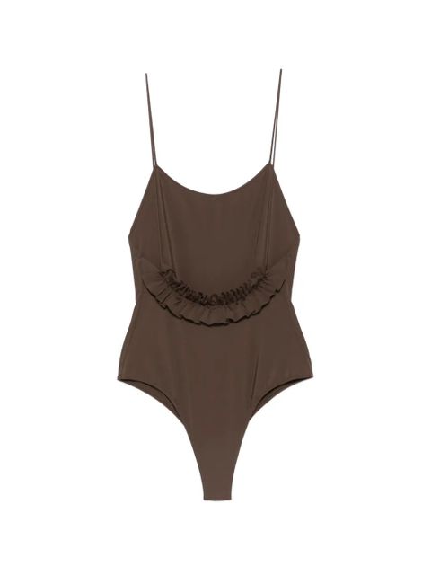 Jacquemus ruffled-back swimsuit - Brown