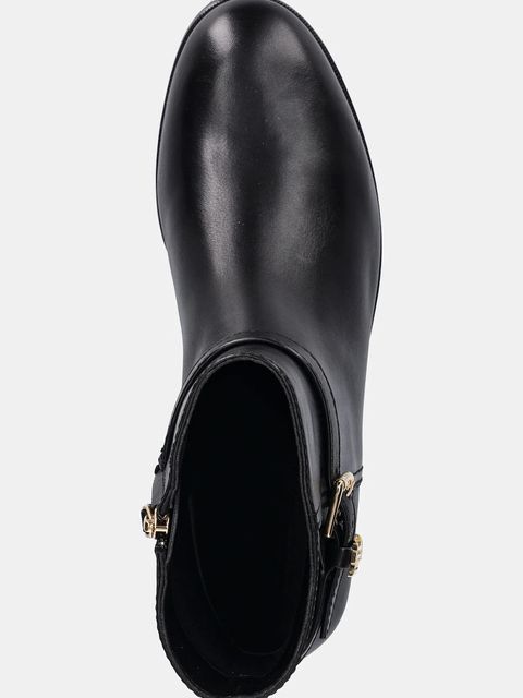 Lauren Ralph Lauren botki skórzane Brooke Bt 2 damskie kolor czarny na płaskim obcasie 802967768001