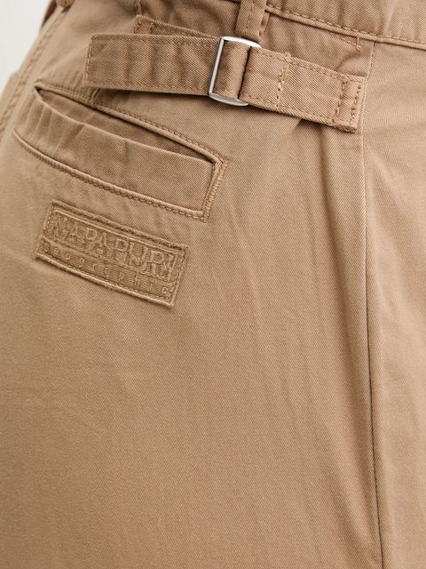 Napapijri spodnie bawełniane M-Selva damskie kolor beżowy szerokie high waist NP0A4IL4N1Q1