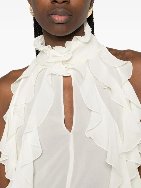 Alexander McQueen ruffled sleeveless blouse - Neutrals