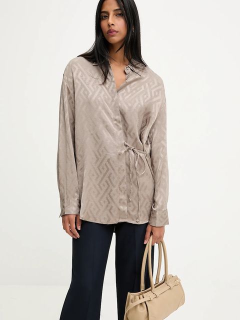 Answear.LAB koszula damska kolor beżowy relaxed z kołnierzykiem klasycznym - zdjęcie produktu nr 2