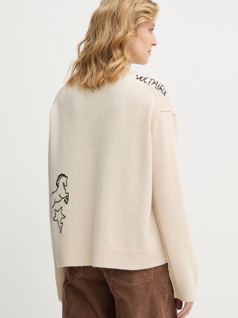 ZADIG&VOLTAIRE sweter kaszmirowy damski kolor beżowy KWSW02810