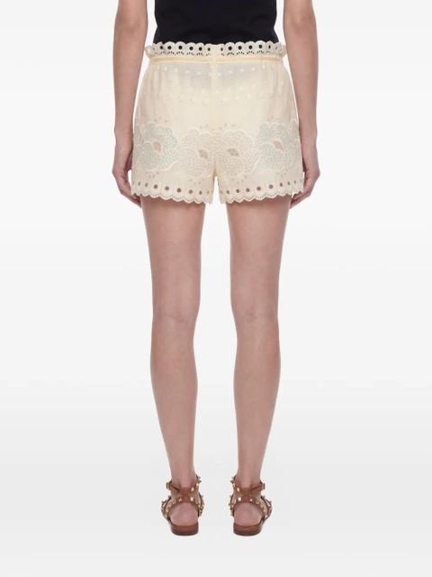 Valentino Garavani embroidered scalloped shorts - Neutrals
