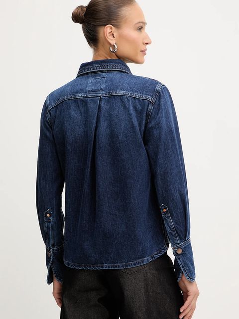 BOSS Orange koszula jeansowa damska kolor niebieski regular z kołnierzykiem klasycznym 50553905