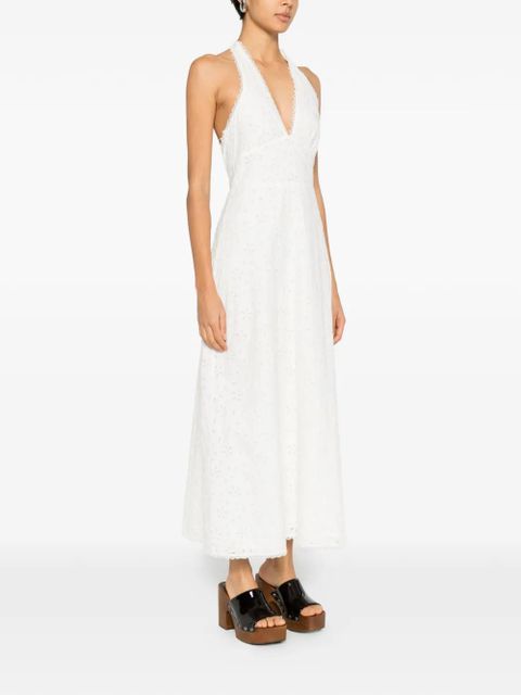 Posse Salma halterneck midi dress - White