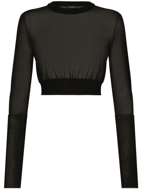 Dolce & Gabbana semi-sheer cropped top - Black - zdjęcie produktu nr 1