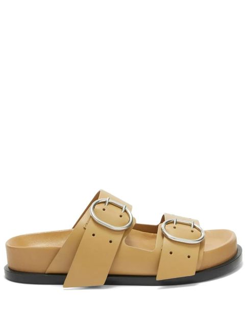 Jil Sander buckle leather flat sandals - Brown - zdjęcie produktu nr 1