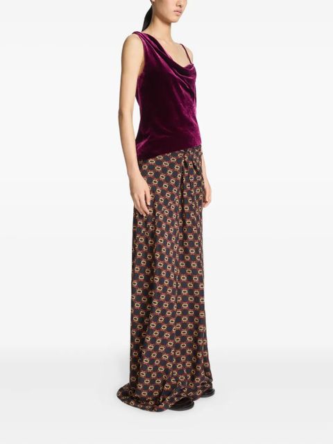 DRIES VAN NOTEN draped tie-print maxi skirt - Brown