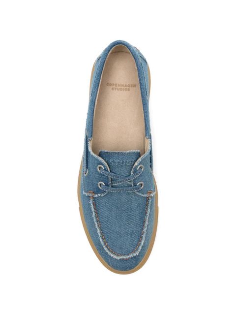 Copenhagen frayed lace-up boat shoes - Blue