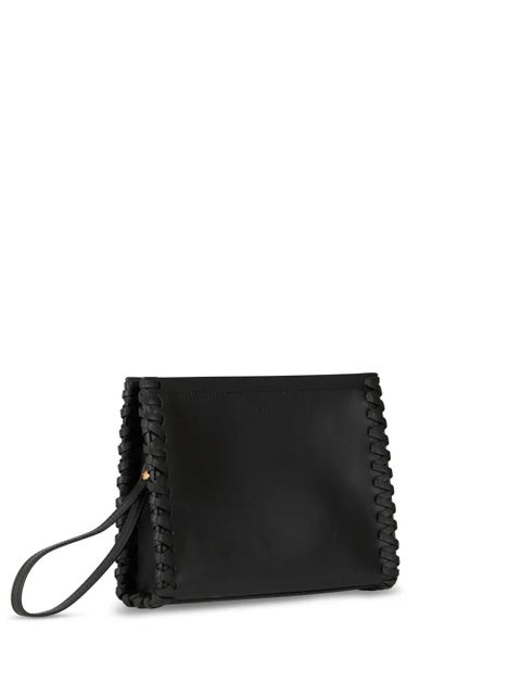 ETRO medium whipstich-detail leather clutch bag - Black