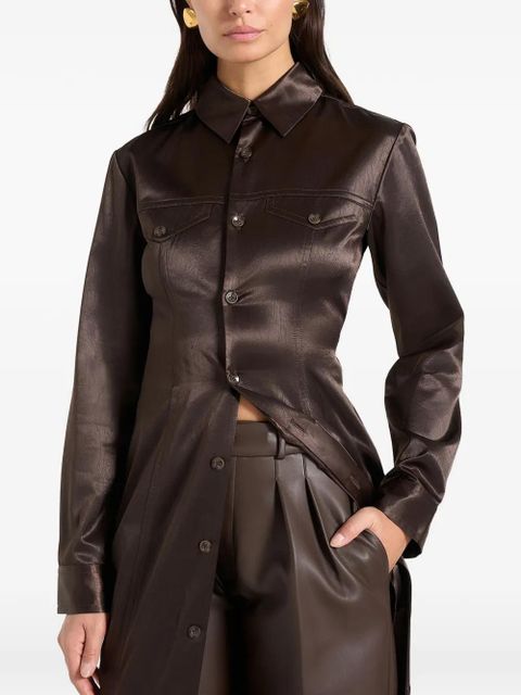 Manière De Voir Etta tie crinkled shirt - Brown