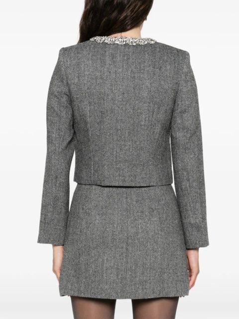 Self-Portrait cropped jacket - Grey