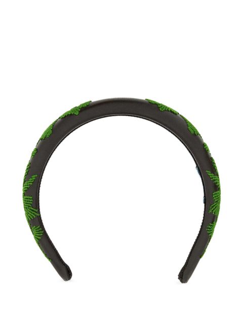 Prada floral-embroidered hair band - Black