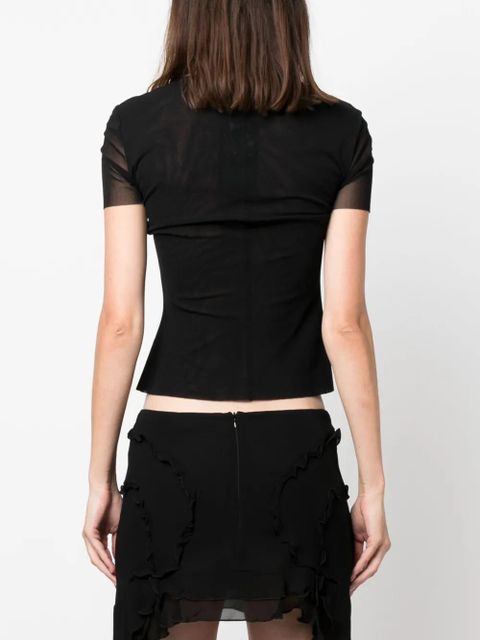 MISBHV bead-logo detailing cropped T-shirt - Black