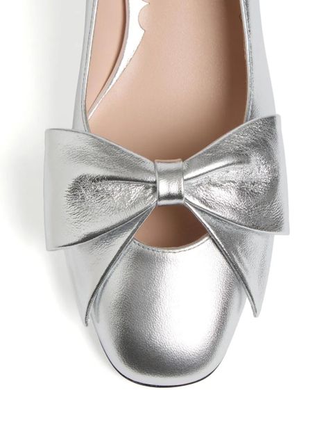 Valentino Garavani 45mm Bowow leather pumps - Silver