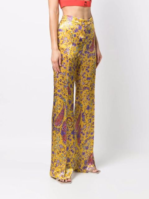 ETRO floral-print flared trousers - Yellow