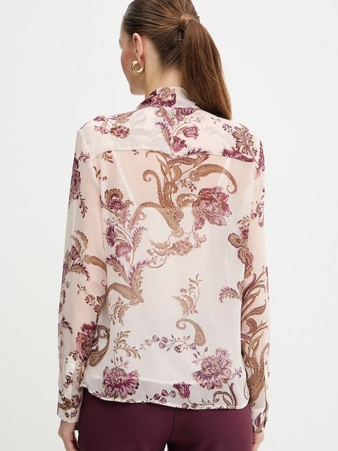 Marciano by Guess koszula VERITY damska kolor beżowy regular z wiązanym dekoltem 5BGH14 7310A