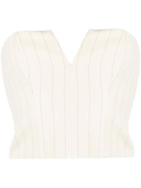 ZIMMERMANN cropped pinstriped corset-style top - Neutrals - zdjęcie produktu nr 1