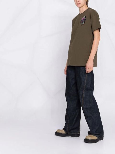 ETRO beaded motif-patch oversized T-shirt - Green