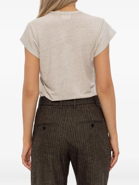 MARANT ÉTOILE V-neck short-sleeve linen T-shirt - Neutrals