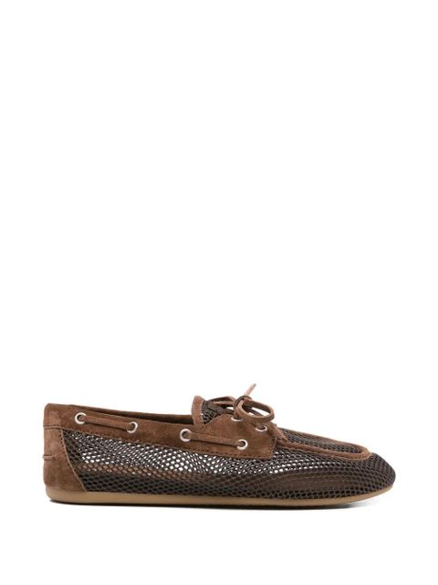 Miu Miu crochet leather boat shoe - Brown - zdjęcie produktu nr 1