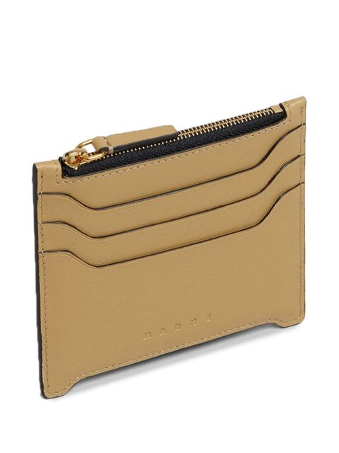 Marni small zipped leather card case - Neutrals