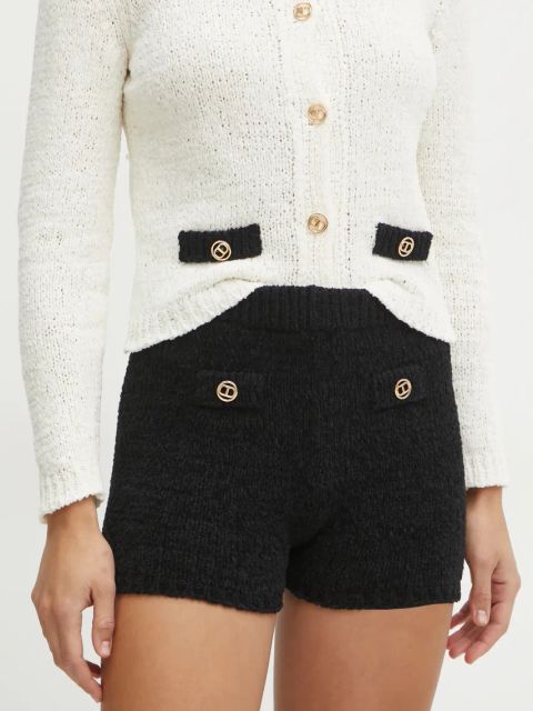 Twinset szorty damskie kolor czarny gładkie high waist 251TP3441