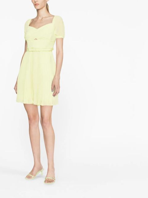 Self-Portrait pleated chiffon minidress - Green