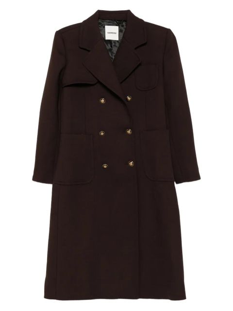 SANDRO double-breasted patch-pocket coat - Brown - zdjęcie produktu nr 1