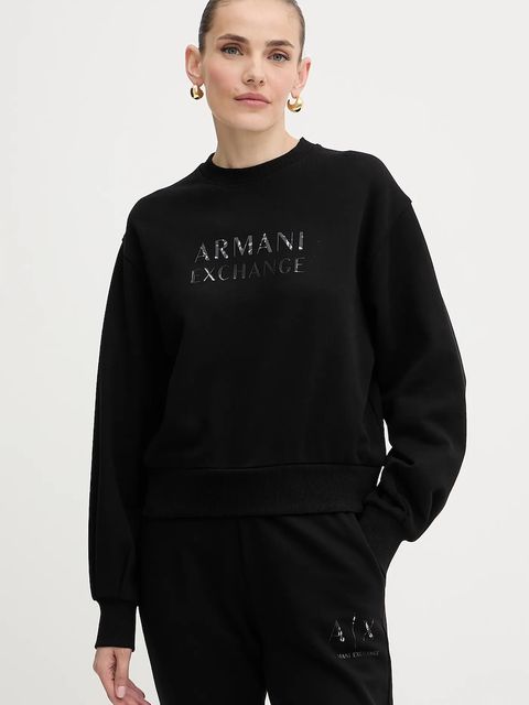 Armani Exchange bluza bawełniana damska kolor czarny z nadrukiem XW000747 AF16114 - zdjęcie produktu nr 1