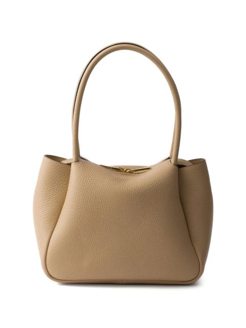 Prada leather logo-detail tote bag - Neutrals