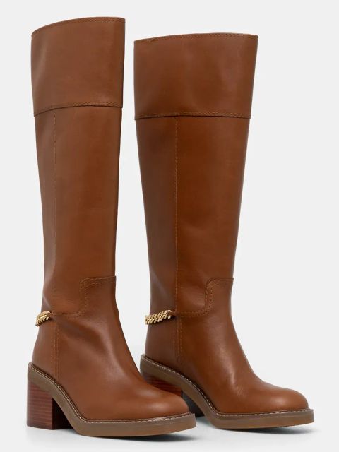 MICHAEL Michael Kors kozaki skórzane Carlisle damskie kolor brązowy na słupku 40F4CLMB5L.230