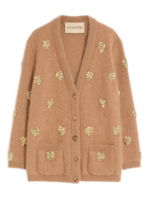 Valentino Garavani heart-embellished cardigan - Neutrals - zdjęcie produktu nr 1