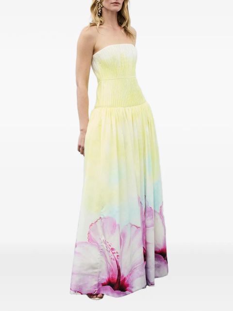 Aje floral-print strapless maxi dress - Yellow
