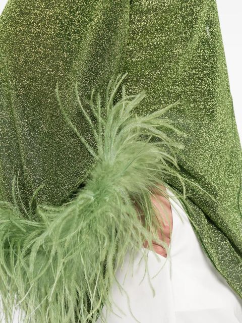 Oséree feather-trim blouse - Green