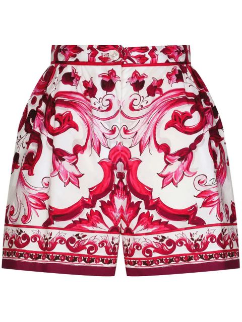 Dolce & Gabbana Majolica-print poplin shorts - Red - zdjęcie produktu nr 1