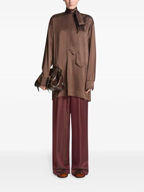 DRIES VAN NOTEN tie-neck blouse - Brown