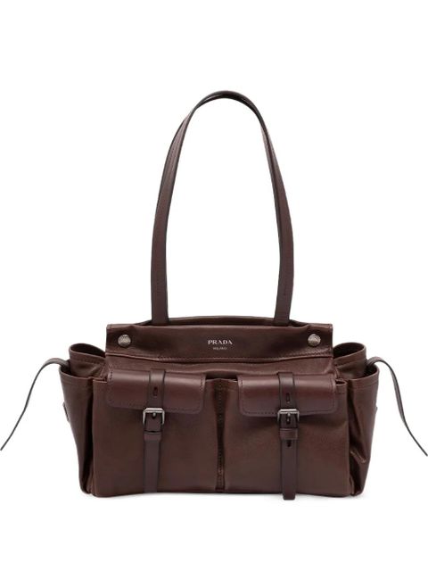 Prada buckle leather shoulder bag - Brown - zdjęcie produktu nr 1
