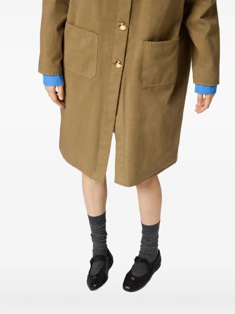 Miu Miu patch-pocket embroidered coat - Brown