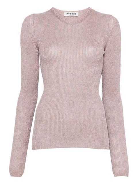 Miu Miu lurex-detail long-sleeve jumper - Pink - zdjęcie produktu nr 1