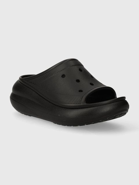 Crocs klapki Classic Crush Slide damskie kolor czarny na platformie 207670