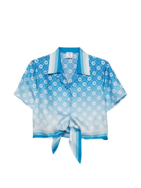 Casablanca gradient tie-front top - Blue - zdjęcie produktu nr 1