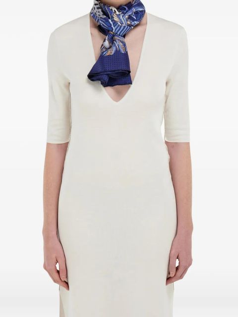 Ferragamo Cheetah-print silk scarf - Blue