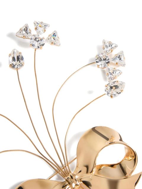 Valentino Garavani papier floral brooch in metal, pearl and Swarovski® crystals - Gold