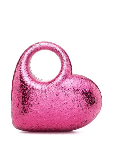 Aquazzura Heart glitter-embellished clutch bag - Pink - zdjęcie produktu nr 1