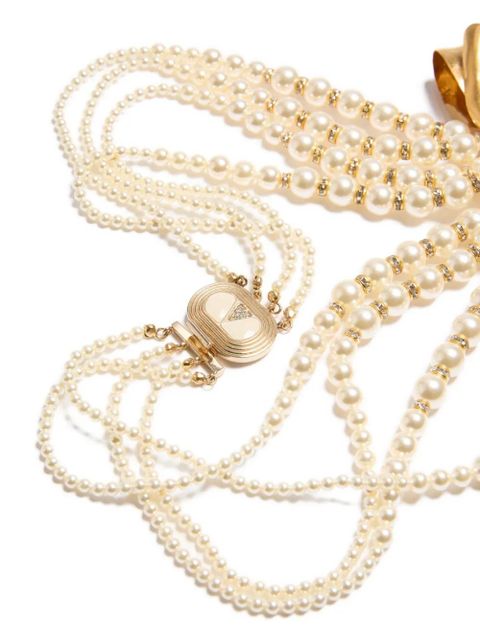 Valentino Garavani bow-pendant pearl necklace - Gold