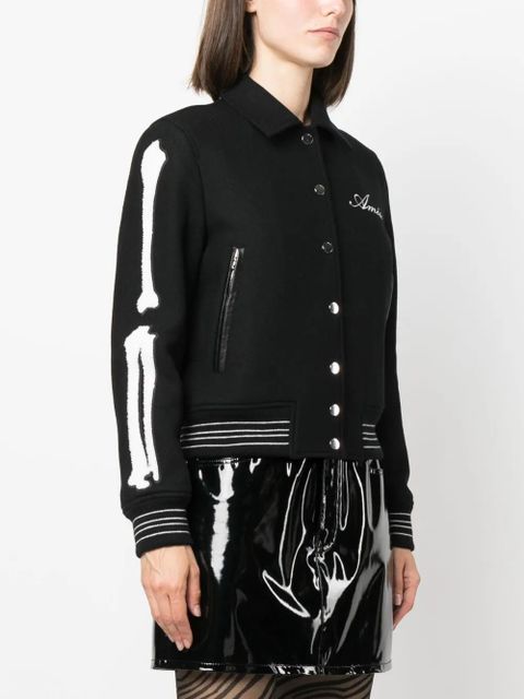 AMIRI logo-embroidered felted bomber jacket - Black