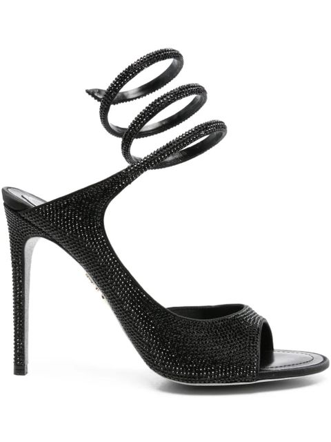 René Caovilla 105mm crystal-embellished spiral-wrap sandals - Black - zdjęcie produktu nr 1