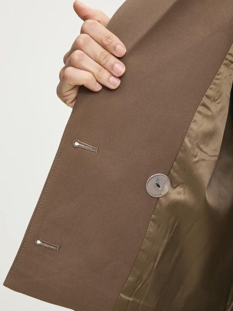 Answear.LAB marynarka kolor brązowy dwurzędowa gładka